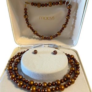 Macys Freshwater Pearl set in golden brown